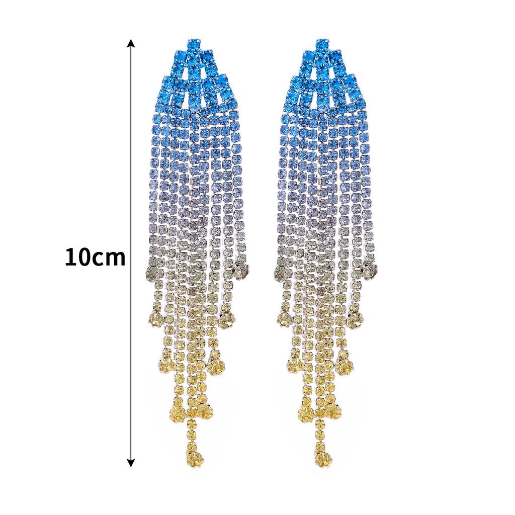 Temperament Senior Sense Of Set Rhinestone Tassel Long Earrings Light Luxury Style Fashion Women's Earrings New Earrings 1 Pair