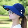 Flower Women Sun Hat UV Protection Beach Visor Cap Portable Summer Ponytail Cap  Summer