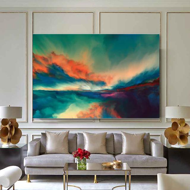 НАДЕЖНОЕ ИСКУССТВО Красочные Облака Закат Холст Картина Пейзажи Плакаты и принты Картины для Гостиной Настенный Декор Без Рамки