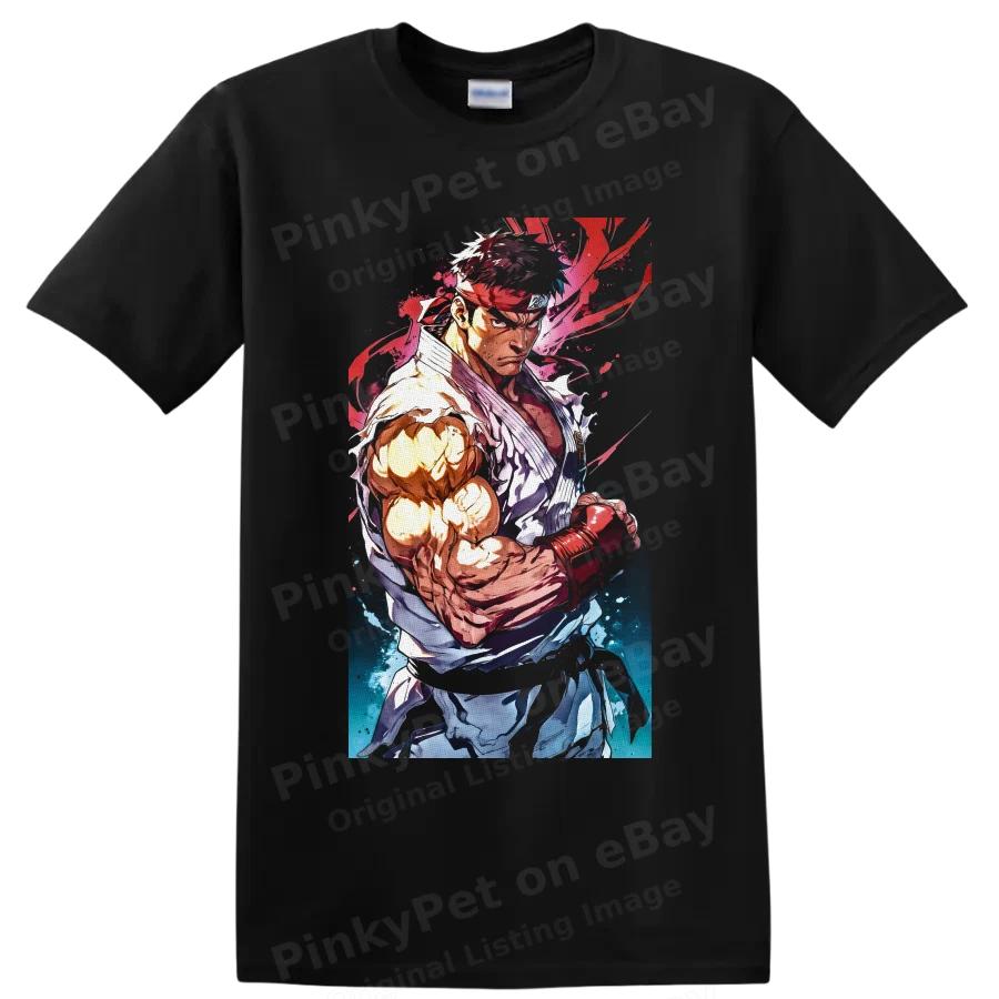 Ryu Street Fighter T Shirt Watercolor Martial Arts Fighter Graphic Tee Anime