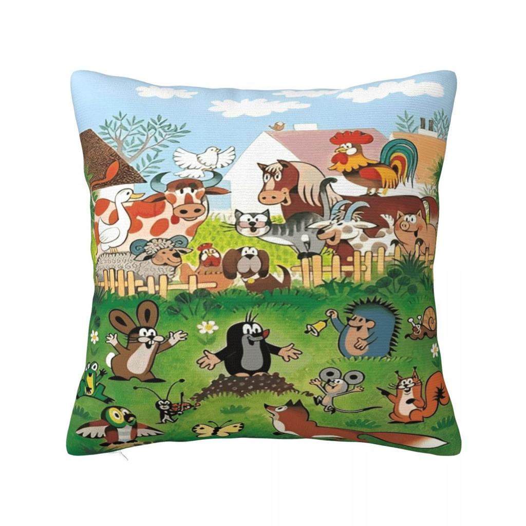 The Little Mole Cartoon Animal Printed Pillowcase Cushion Cover Throw Pillow Cover New Style Bedroom Decor Square Multiple Sizes