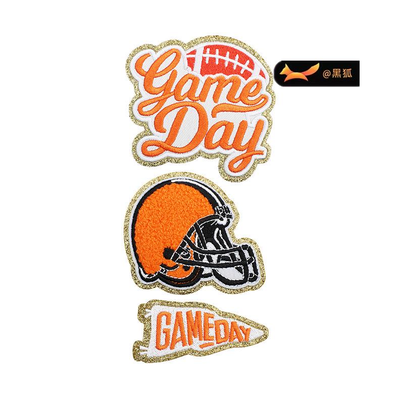 Black Fox Glitter Powder Football Chenier Embroidery Cloth Sticker Baseball Uniform Decoration Diy Patch