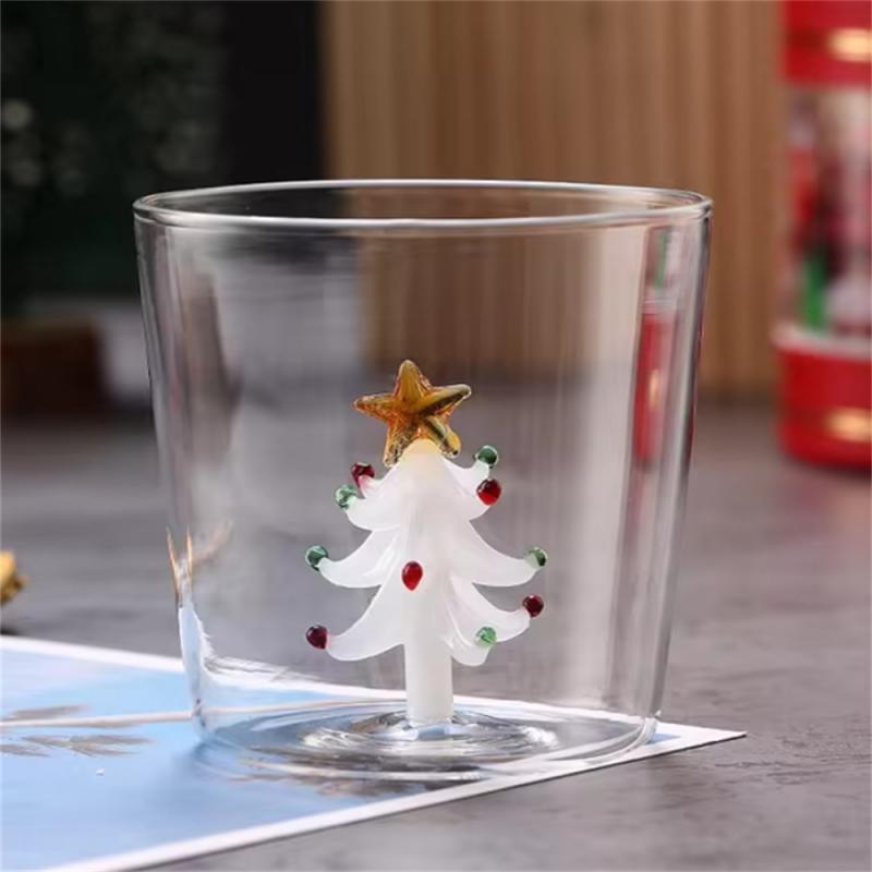 Новая прозрачная стеклянная чашка с двойными стенками, рождественская тема, снежная сцена, стеклянная кофейная чашка, термостойкая, для молока, воды, рождественский подарок