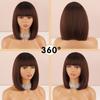 LISI HAIR Короткий прямой парик «боб» темно-коричневого цвета с челкой до плеч, натуральный прямой парик «боб» на каждый день, синтетический парик