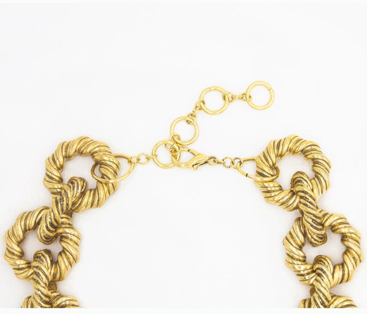 ZA Массивное вязаное золотое колье-цепочка «Волна» - Смелый, ретро европейский и американский стиль для мужчин и женщин