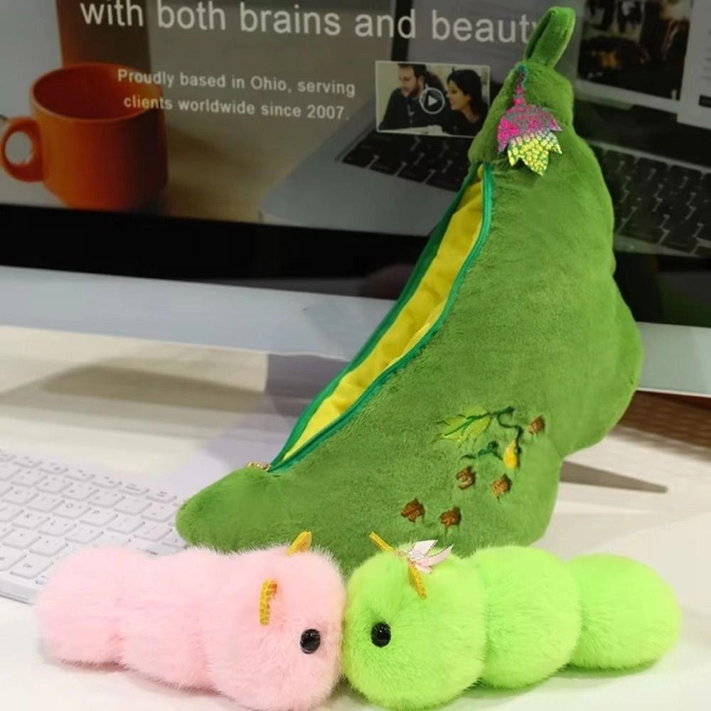 Caterpillar Simulation Pea Pod Plush Doll Fluffy Kidney Bean Plush Toy  Couple gift