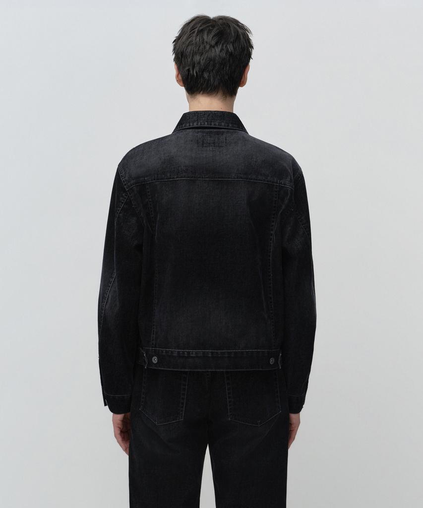 MUSINSA STANDARD Velvet Denim Trucker Jacket [Black]