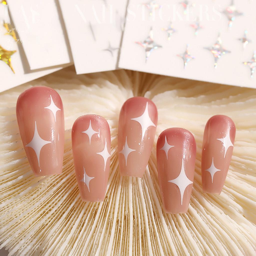Sparkle Star Paper Nails Stickers Water Transfer Nail Decal for Nail Art Starter Beginners
