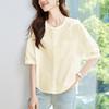Белая рубашка женская с коротким рукавом летняя новая свободная приталенная топ корейская с круглым вырезом из чистого хлопка
