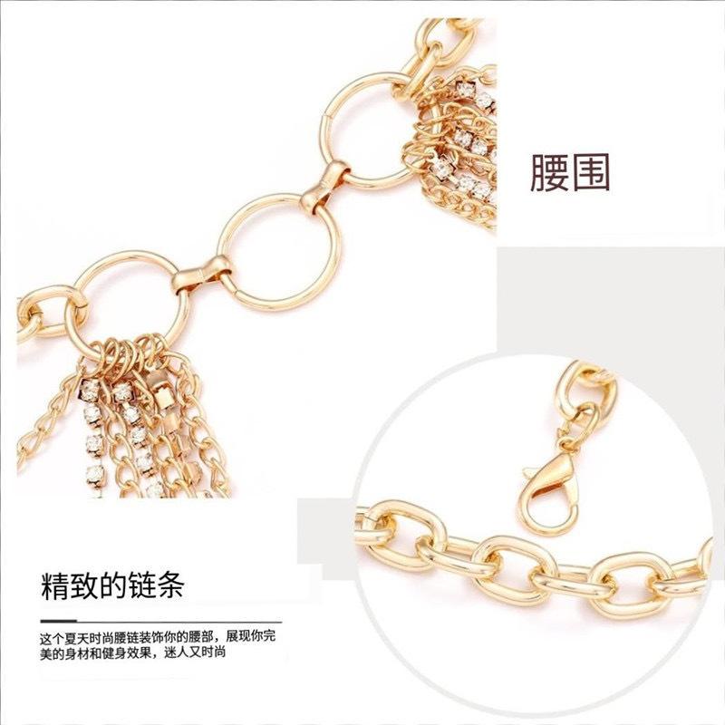 Аксессуары Характер Мода Металл Многослойная Цепочка на Талию с Кисточками Женская Девушка-Специя Сексуальные Аксессуары со Стразами Цепочка на Тело