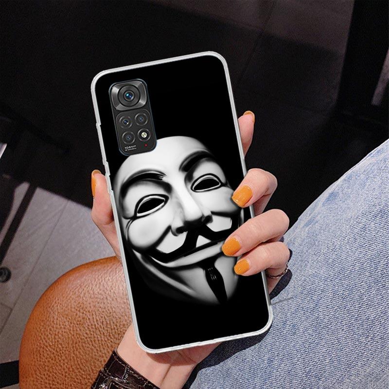 Анонимный чехол для телефона с маской V для Xiaomi Redmi Note 15 14 13 12S 12 11 Pro Plus 14S 11S 11E 10 10S 11T 5G Персонализированный чехол Redmi