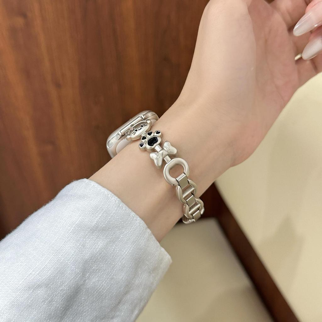 Совместимый ремешок для Apple Watch с дизайном кошки, металлический браслет iWatch SE Series 10 для женщин