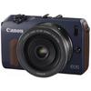 Canon Беззеркальная камера со сменной оптикой EOS M Комплект с двумя объективами EF-M18-55mm F3.5-5.6 IS STM EF-M22mm F2 STM Синий EOSMBL-WLK