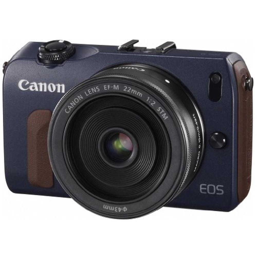 Canon Беззеркальная камера со сменной оптикой EOS M Комплект с двумя объективами EF-M18-55mm F3.5-5.6 IS STM EF-M22mm F2 STM Синий EOSMBL-WLK