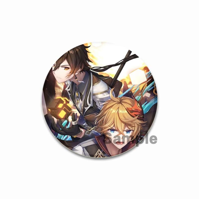 58 мм Genshin Impact, мягкая кнопка, булавка, креативные забавные броши на воротник, мультяшный значок, одежда, шляпа, аксессуары, милые модные украшения, подарки