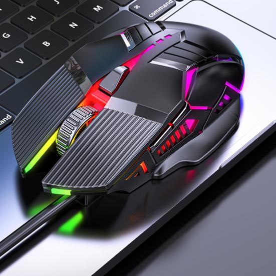 USB Wired Mouse Cool Seven-Color Backlight Gaming Mouse 3200DPI Adjustable 6 Keys Ergonomics Plug And Play Laptop Mice Computer Peripheral Accessories
