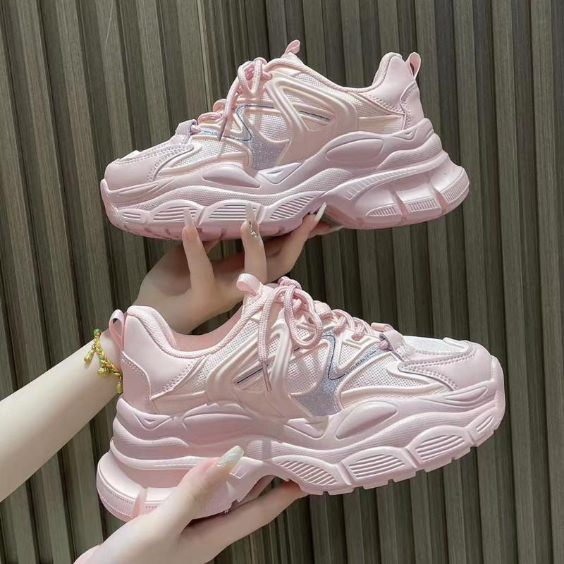Fashion and Casual Dad Shoes for Women 2024 New Autumn Simple and Versatile Style Sports Shoes Thick Sole Elevated Single Shoes