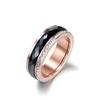 Classic Titanium Steel Black Ceramics Wedding Rings Jewelry Rose Gold Cubic Zirconia Engagement Rings for Women