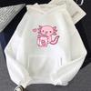 Anime Axolotl Loves Strawberry Milk Printed Sweatshirts, Kawaii Sweatshirts, Winter and Autumn Unisex Sportswear Tops