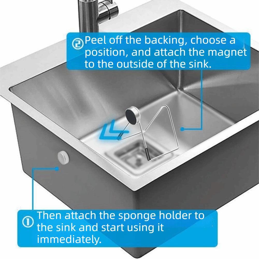 Waterproof Magnetic Sponge Holder Stainless Steel Sponge Hanging Bracket Kitchen Accessories