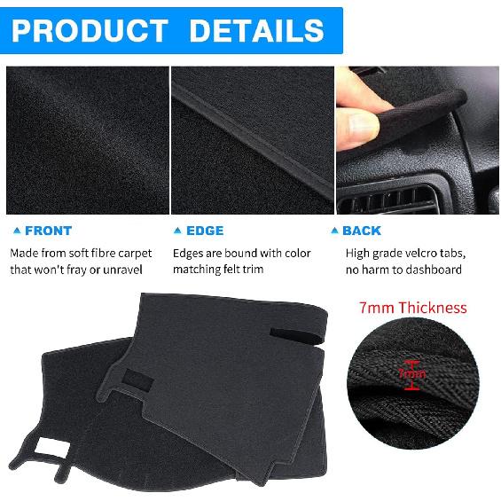 Dashboard Cover Dash Cover Mat Pad Carpet  Fit For Ford Fusion 2010 2011 2012 (Black)