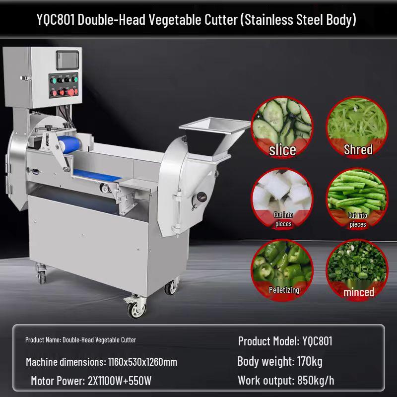 Automatic Double-Head Vegetable Cutter & Slicer for Commercial Use