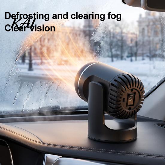 12v Car Interior Heater Portable Defroster, 12V Compact Electric Heating Fan for Auto Windshield Defogging, Desktop Space with Adjustable Air