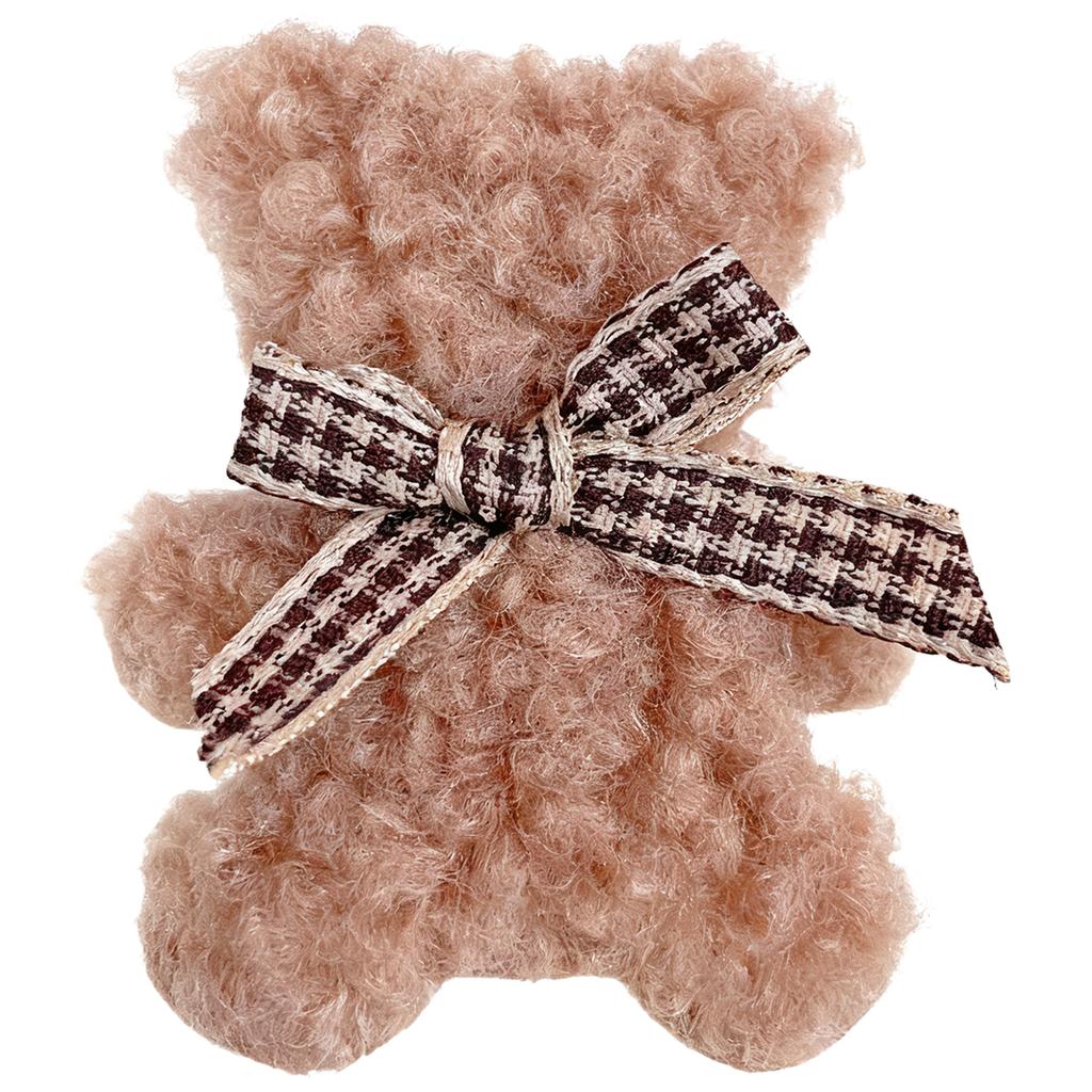 Заколка для волос для маленьких девочек, бантик с плюшевым мишкой, цвет молочного чая, мягкая плюшевая, противоскользящая, для детской вечеринки, фотореквизит, подарок