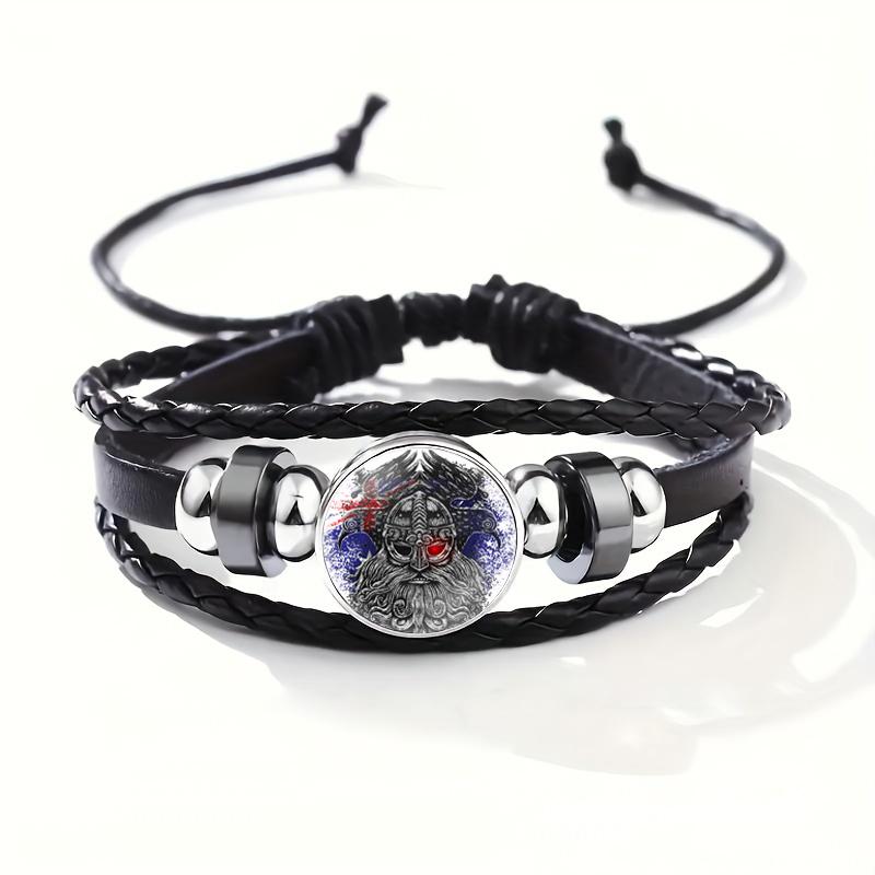 Кожаные браслеты викингов, скандинавской мифологии, древняя Троица, скандинавские руны, символ Одина, многослойные плетеные браслеты, ювелирные изделия