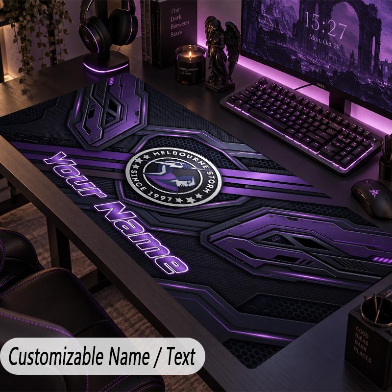 Large Mouse PadMelbourne Storm Custom Name Text Personalized Desk Mat Non Slip Gaming Pad