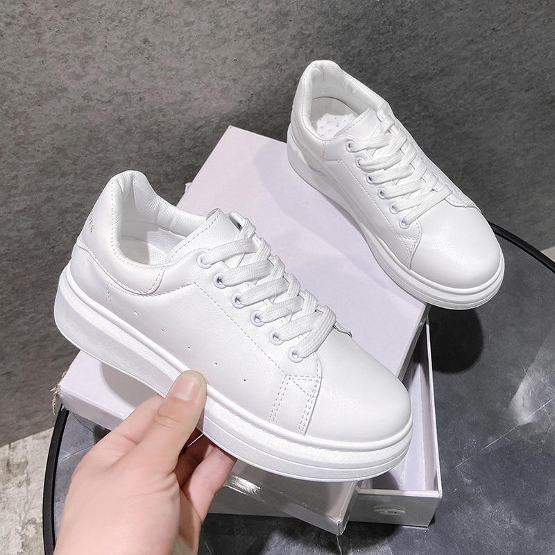 Маленькие белые туфли женские весна и осень новые туфли на платформе Muffin в стиле Гонконга для студентов