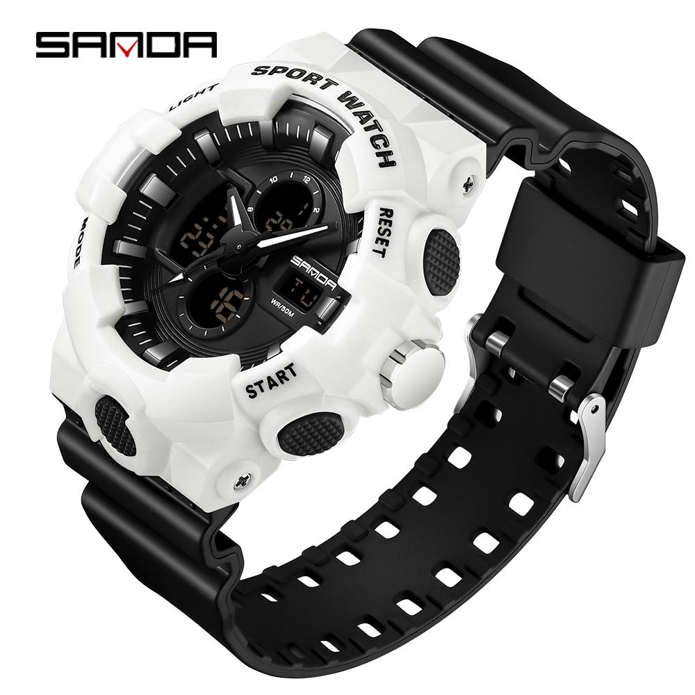 Новые мужские молодежные студенческие часы SANDA, модные трендовые светящиеся персонализированные электронные часы для занятий спортом на открытом воздухе