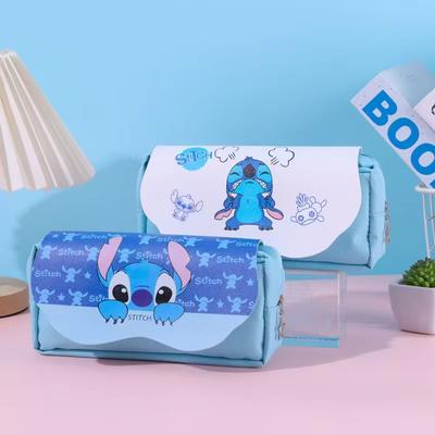 MINISO Мультяшные персонажи Прозрачная двухслойная косметичка большой вместимости, студенческий ручной пенал для хранения канцелярских принадлежностей, мультяшный пенал