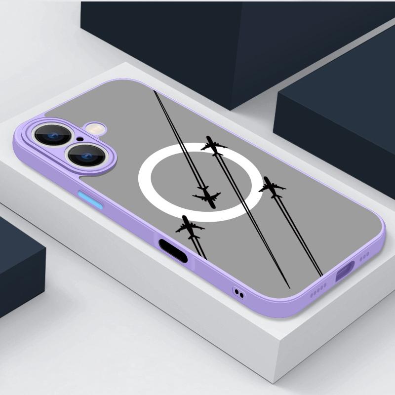 Чехол для телефона Magsafe с рисунком маршрута самолета, прозрачный матовый, для iPhone 16 Pro Max 15 Pro 14 Plus 13 12 11 8 7, защита линз, противоударный магнитный чехол