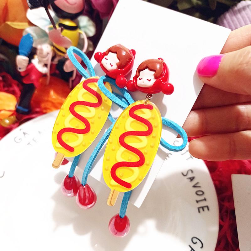 925 Silver Strawberry Bear Jelly Resin Cartoon Earrings for Women