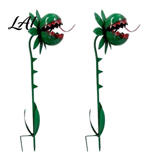 Durable Weather Resistant Sculptures Venus Flytrap Garden Stake Metal Carnivorous Plant Yard Decor Weird Gothic Fun Floral Stakes Decor for Outdoor