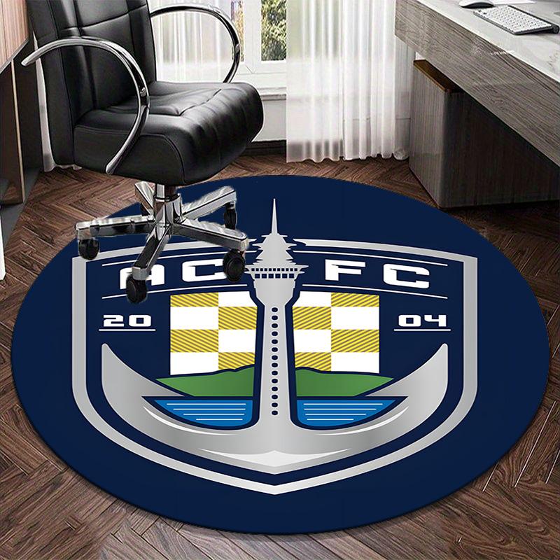 1PC round rug Auck-land Football Club Printed Round Area Rug ,Rug For Home Office, Round Chair Rug, Decorative Carpet Fan gifts Christmas gift
