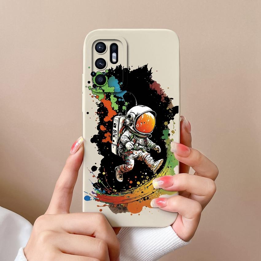 Для Oppo Reno6 7 8 10 Pro Lite 6z 7z 8z Чехол для телефона Модный узор «Масляная живопись Черный кот» Мягкий чехол Защитная пленка для экрана Противоскользящая накладка Для чехла Oppo