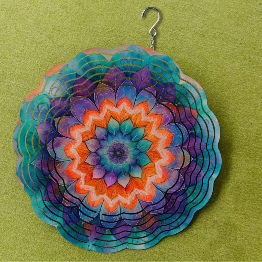 Металлический вращающийся на 360 градусов колокольчик ветра 25,4 см Элегантный художественный подвесной декор для патио сада двора Весенне-летний осенне-зимний стиль