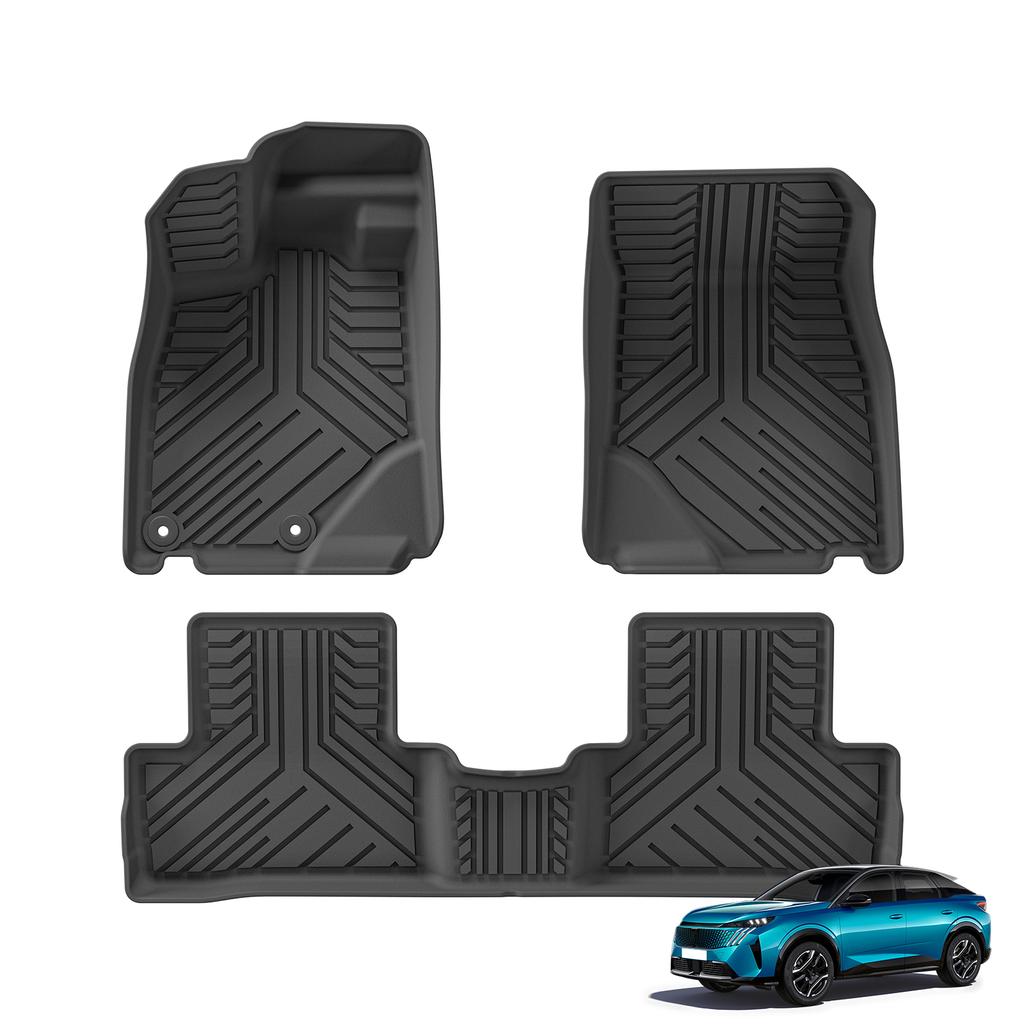 Smabee Left Drive for Peugeot 3008 E-GT 3rd Gen Hybrid Version 2024-2027 Car All-Weather Floor Mats Trunk Pad Accessories Black