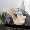 Women's High Heels 2025 Summer New Table  Line Not Tired Feet Thick Crystal Slippers Women's Shoes