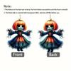 Halloween New Pumpkin Witch Pendant Magic Sweep Girl Flat 2D Rearview Mirror Decoration Pendant Keychain Pendant Set
