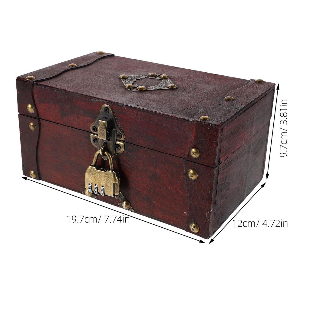 Шкатулка для украшений Квадратная форма Потертая отделка Сундук для хранения Деревянный футляр Мини-органайзер Шкатулка для сокровищ Подарки