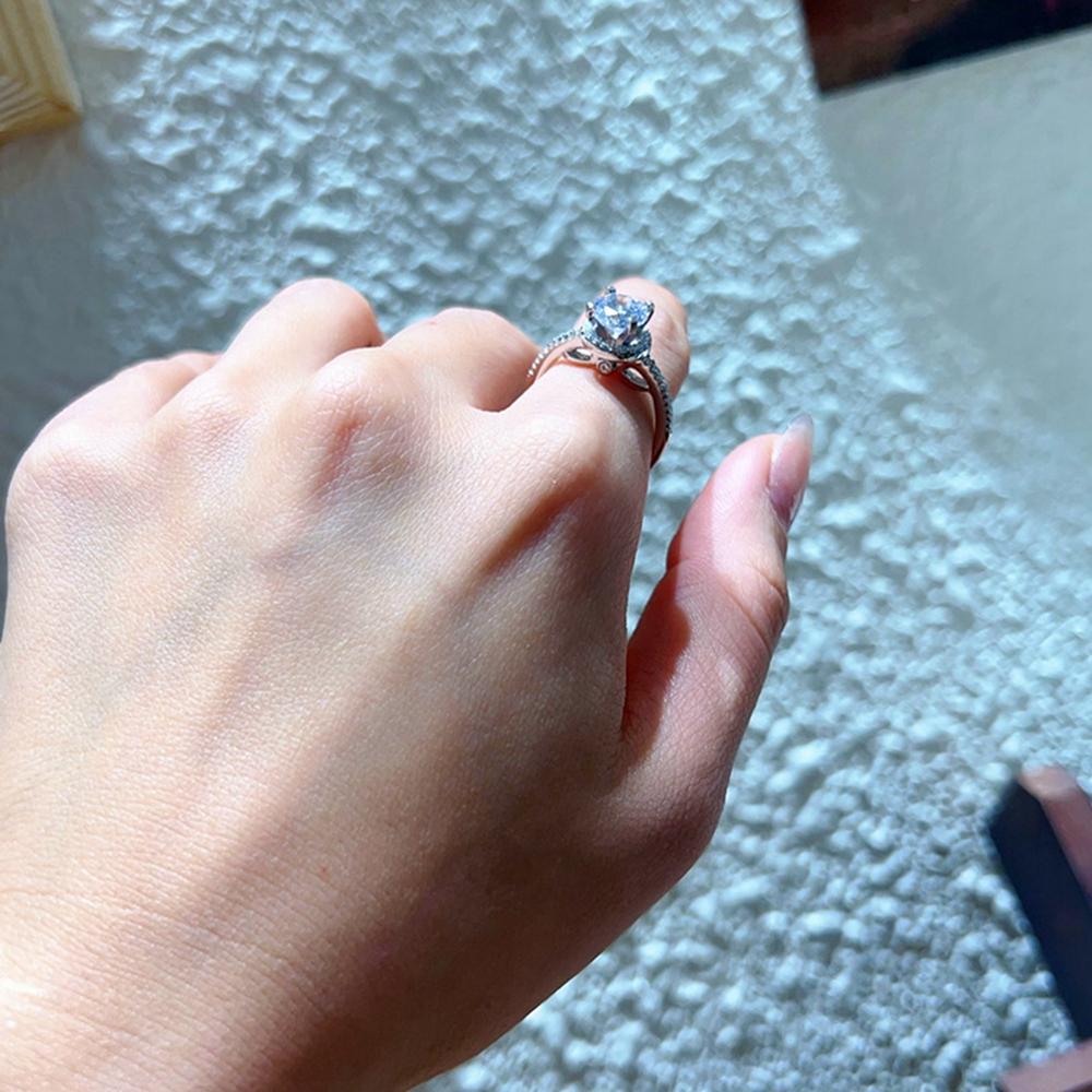 Vinregem Элегантное кольцо из стерлингового серебра 925 пробы 3EX VVS1 D, цвет круглой огранки, 6,5 мм, 1 карат, настоящее кольцо с бриллиантами из муассанита для женщин, свадебная вечеринка, ювелирные изделия, подарки