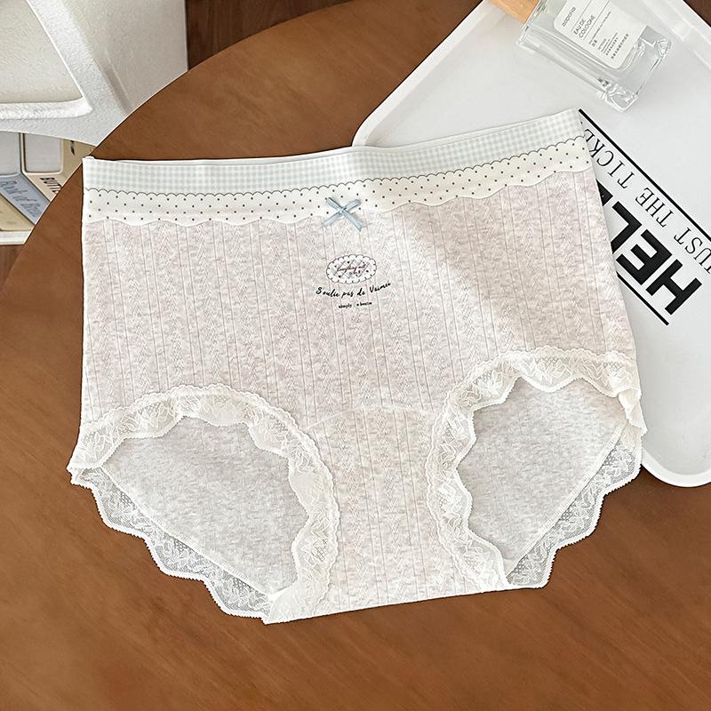 Women's Summer Cotton Jacquard Print 10A Bacteri Resistant Mid Waist Breathable Briefs