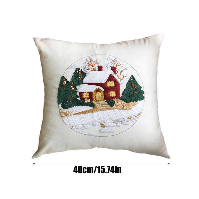 Hand Embroidery Kit Pillowcase Needlepoint Kit With Patterns Multifunctional Craft Supplies For Adults Women Relaxing Home Decor