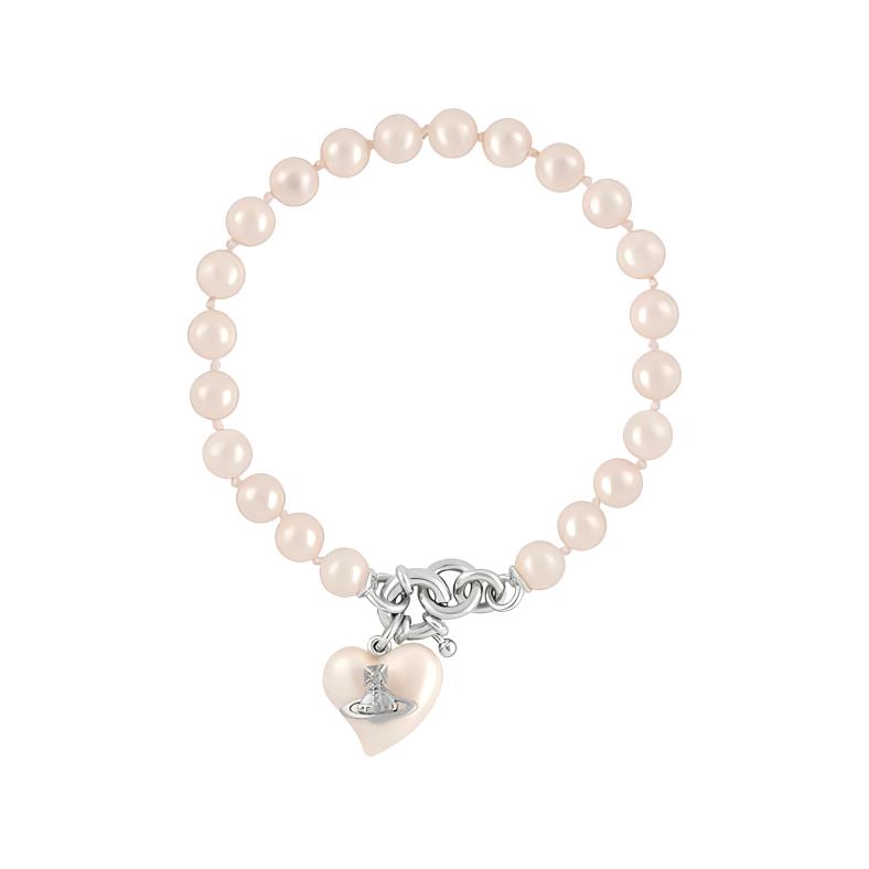 Vivienne Westwood Heryl Heart Saturn Design Pearl Pendant Recycled Brass Bracelet Unisex Bracelet Silver 6102022T02P103