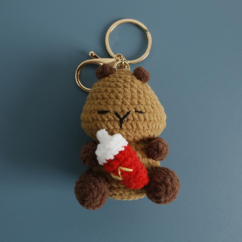 Funny Sheep Doll Crochet Keychains Custom Crochet Cartoon Animal Doll Series Keyring Knitting Bee Doll Cute Keychain