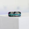 Fashion 8mm Rose Gold Color Tungsten Wedding Men Stainless Steel Rings Inlay Abalone Shell Blue Opal Rings Men Wedding Jewelry