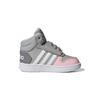 Adidas Neo Hoops 2.0 Mid Color Block Прочные Полувысокие Кроссовки для Ходьбы Детская Обувь Серый Розовый GZ7779